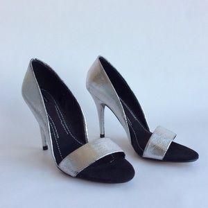 New Zara Silver Open Toe D’orsay Pump - sz 38/7.5